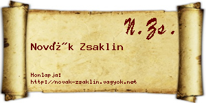 Novák Zsaklin névjegykártya